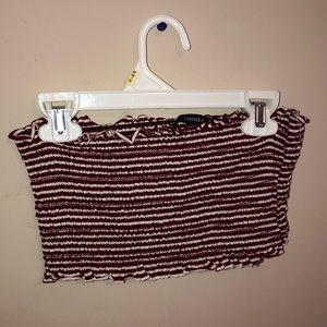 maroon and white bandeau top